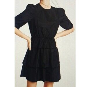 See By Chloe Black Ruffle Tiered Parachute Dress